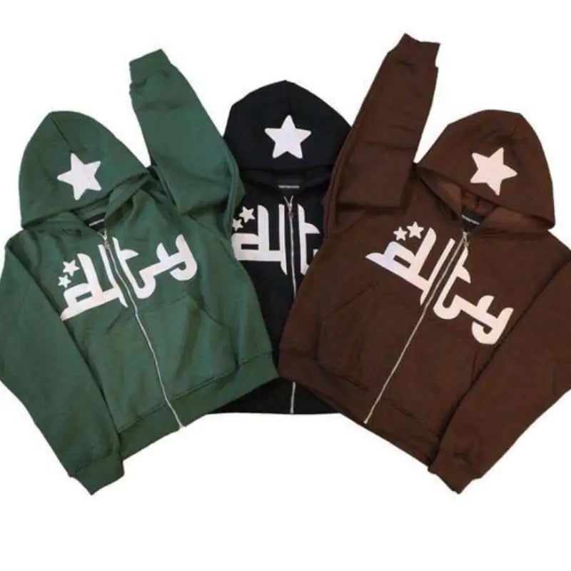 Star Letter Print Hoodies